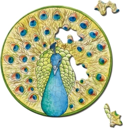 Okrogla mini sestavljanka CURIOSI Picoli – pava, 33 koščkov