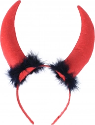 hudičevi rogovi maxi s perjem na satenastem naglavnem traku