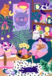 Sestavljanka Ljubiteljica mačk 1000 koščkov