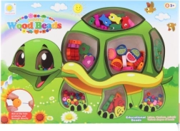 Leseni kroglici želva – komplet za nizanje