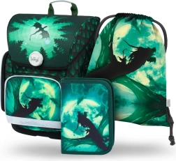 Šolski komplet BAAGL Ergo Drak: torba, peresnica, vrečka