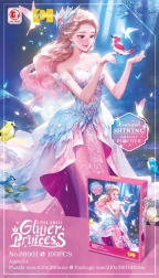Sestavljanka 100 koščkov rožnata princesa z bleščicami