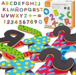VIGA barvne magnetne črke in številke – leseni komplet 77 kosov