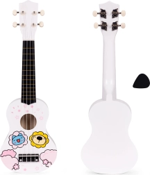Otroško leseno ukulele s 4 najlonskimi strunami in trzalico ECOTOYS