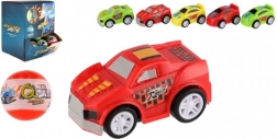 Krogla s presenečenjem s plastičnim avtom 5 cm na vzmetni pogon