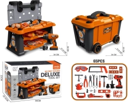 Delavniški komplet za male mojstre v kovčku na kolesih