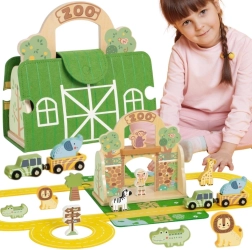 Tooky Toy mini zoo – prenosni leseni set v kovčku