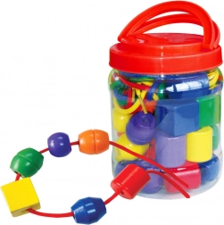 Velike lesene perle BABU za razvoj motorike in prepoznavanje barv