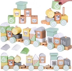 Leseni vlak z vagoni in sestavljanko