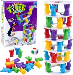 Družinska ravnotežna igra nori pingvini na stolpu