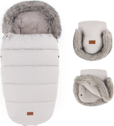 Petite&Mars zimski komplet zimska vreča Comfy 4v1 + rokavice za voziček Furry champagne shower