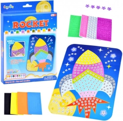 Kreativna penasta mozaika raketa – samolepilni izrezki za otroke