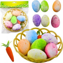 Velikonočne okraske v košarici z jajci in korenjem 7 kos
