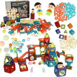 Magnetne gradbene kocke z osvetljenim krogličnim toboganom – 202