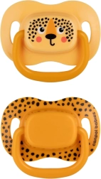 Canpol babies komplet simetričnih silikonskih dudkov Mountains 0–6 m, 2 kos – Oranžen