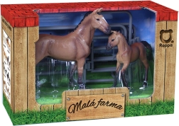 Set konjička z ogradom - rjav z belo liso