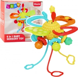 Senzorična igrača 6-v-1 z grizalom in vrvicami