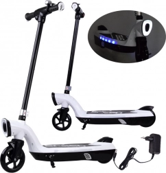 Električni skiro z LED osvetlitvijo za otroke – Bela