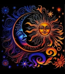 Diamantno slikanje Sonce in Luna 30x40 cm