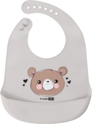 Silikonska slinček Medvedek siv