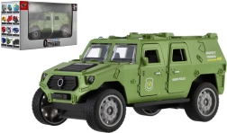 Military plastic car 13 cm with friction drive in gift box