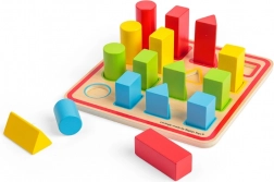 Bigjigs Toys lesena vstavljanka s oblikami, 16 delov (25 × 25 cm)