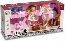 Igralni set s punčko, konjičkom in mucki