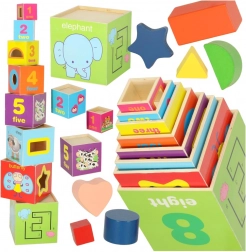 Leseni izobraževalni stolp XXL z oblikami in učenjem števil