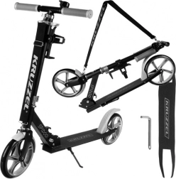 Mestni zložljivi skiro z velikimi 200 mm kolesi in nožno zavoro – Siva