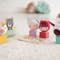 Vlečni voziček Lilliputiens volk Ludvik z aktivnostmi in vstavljanko oblik