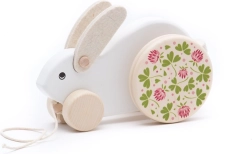 Velik bel lesen vlečni zajec Bajo