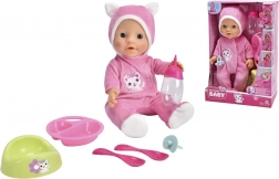 Punčka New Born Baby v mačjem pižamcu 30 cm