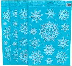 Okenska dekorativna folija – snežinke z bleščicami 20 × 30 cm (4 različice)
