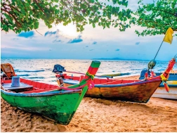 Sestavljanka pisane ladje na plaži 2000 koščkov