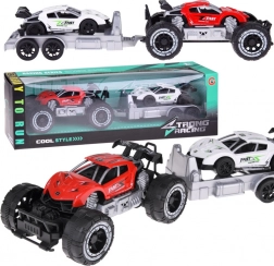 Terensko vozilo s prikolico in športnim avtomobilčkom