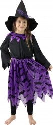 Otroški kostum čarovnice z netopirji in klobukom – velikost S