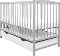 Otroška posteljica z predalom NEW BABY Lilly, siva