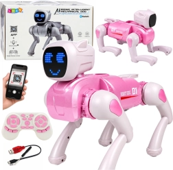 Interaktivni robotski pes AI z daljinskim upravljalnikom in Bluetoothom, rožnat