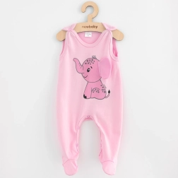 Otroški bombažni pajac New Baby Happy Elephant roza 74 (6–9 mesecev)