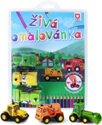 Živa pobarvanka gradbena vozila – set 3 kos