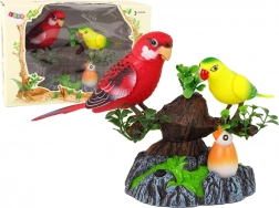 Pojejoči gibljivi papagaji na barvitem drevesu