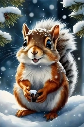Diamond mosaic Squirrel in winter