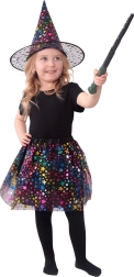 Otroški kostum čarovnice z zvezdicami in tutu krilom s klobukom