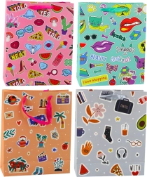 Darilna vrečka z barvnimi nalepkami 32 × 26 × 12 cm