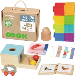 Montessori izobraževalni box 6v1 WOOPIE GREEN za dojenčke 7–8 mesecev, 26 delov, FSC