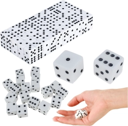 Komplet klasičnih igralnih kock 1–6, bele, 100 kosov