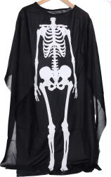 črn plašč s skeletnim motivom za otroke