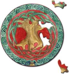 Okrogel puzzle Curiosi Picoli drevo 33 kosov