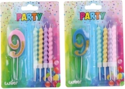 Zabavna svečka številka 9 z dodatnimi svečkami