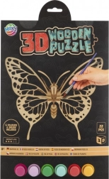 MOXY lesene 3D pobarvanke puzzle metulj